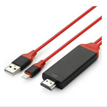 (Red) Kábel HDMI pre mobilný telefón kompatibilný so smartfónmi, 2 m, 1080P HD pre zrkadlenie obrazovky do televízora