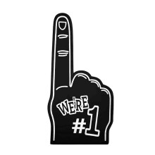 (Black) Foam Finger Prop Large Hand Held for Sports Events Cheering in Multiple Colours