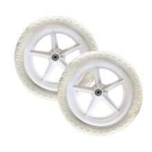 (White) Replacement Wheels compatible with Strider Chicco Y Velo 12 Inch Balance Bike, 2 Pack EVA Non-Inflatable Tyres with Anti-Slip Grip