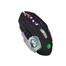 (Black) Gamingmuis met 3600 DPI, 6 knoppen en 7-kleurige ademende verlichting voor pc en laptop