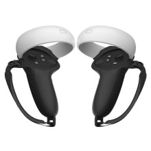 (Black) Custodia protettiva in silicone per controller VR compatibile con Meta Quest 2, anti-caduta con cinturino da polso regolabile.
