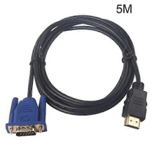 (5m) HDMI-zu-VGA-Kabel, kompatibel mit Monitoren, Projektoren und HDTVs, Kupferkabel in Längen von 1,8/3/5/10 m, für PC- und Laptop-Displays
