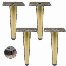 (Gold, 25cm) Nogi meblowe Kompatybilny z sofami, stolikami, łóżkami - Antypoślizgowe, Antykorozyjne, 10-30 cm