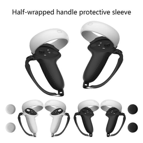(Grey) VR Controller Silicone Protective Case compatible with Meta Quest 2, Anti-drop with Adjustable Wrist Strap 1