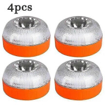 (orange, 4pcs) Noodwaarschuwingslamp met magnetische inductie en dubbele modus, 3W wit en geel licht, USB oplaadbaar voor voertuigveiligheid