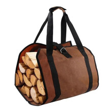 (Brown) Bolsa de almacenamiento de leña de tela Oxford, impermeable, de gran capacidad, para acampar al aire libre y para chimenea.