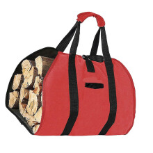 (Red) Bolsa para almacenar leña de tela Oxford, impermeable, de 98x46 cm, gran capacidad, plegable, ideal para acampar o para el jardín.