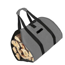 (grey) Bolsa para almacenar leña de tela Oxford, impermeable, de 98x46 cm, gran capacidad, plegable, ideal para acampar o para el jardín.
