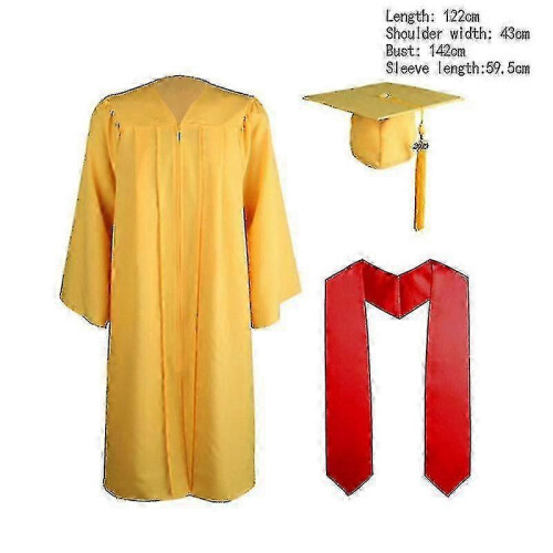 (Yellow) Bachelor-Robe mit Hut und Quaste, leichte Robe aus Polyesterfaser für Abschlussfeier oder Chor