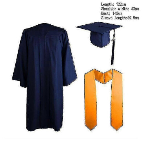 (Blue) Bachelor-Robe mit Hut und Quaste, leichte Robe aus Polyesterfaser für Abschlussfeier oder Chor