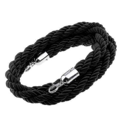 (Black) Queue Barrier Rope Nylon 32mm Diameter 1.5 Metre Length with Chrome Hooks for Queue Management and Crowd Control 2