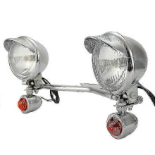 (1 Whole Set) Intermitentes delanteros para motocicleta compatibles con Honda, Suzuki y Kawasaki, de acero cromado de 12 V para una mayor visibilidad.