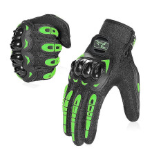 (Green, M) Guantes de moto táctiles compatible con smartphones, protección nudillos y transpirable para carretera