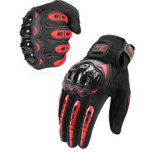 (Red, M) Guantes de moto táctiles compatible con smartphones, protección nudillos y transpirable para carretera