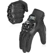 (Black, M) Guantes de moto táctiles compatible con smartphones, protección nudillos y transpirable para carretera