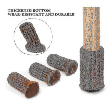 (Brown) Knitted Chair Leg Protectors with Felt Base, Thickened Polyester Fibre for Quiet Movement on Tiles and Wood
