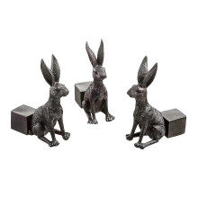 (Rabbit) Handmade Resin Pot Feet for Plant Pots, 3-Piece Set with Drainage & Air Circulation Design for Succulents Herbs