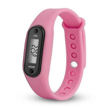 (pink) Braccialetto contapassi per la corsa, conta fino a 99.999 passi con modalità di spegnimento automatico e rilevamento del movimento in vita.