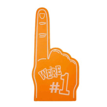 (Orange) EVA Foam Finger with Comfortable Grip and Waterproof Print for Games & Parties
