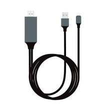 (Black) HDMI kábel z telefónu na televízor kompatibilný so smartfónmi, 2 metre, 1080P s možnosťou nabíjania pre hranie hier a videá