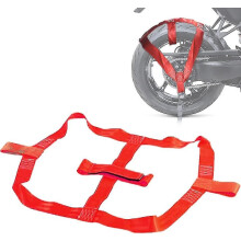 (Red) 36x18 Inch Rear Wheel Tie Down Strap, 3000 lbs Load Bearing, Adjustable Velcro for Motorcycle & E-Bike Transport