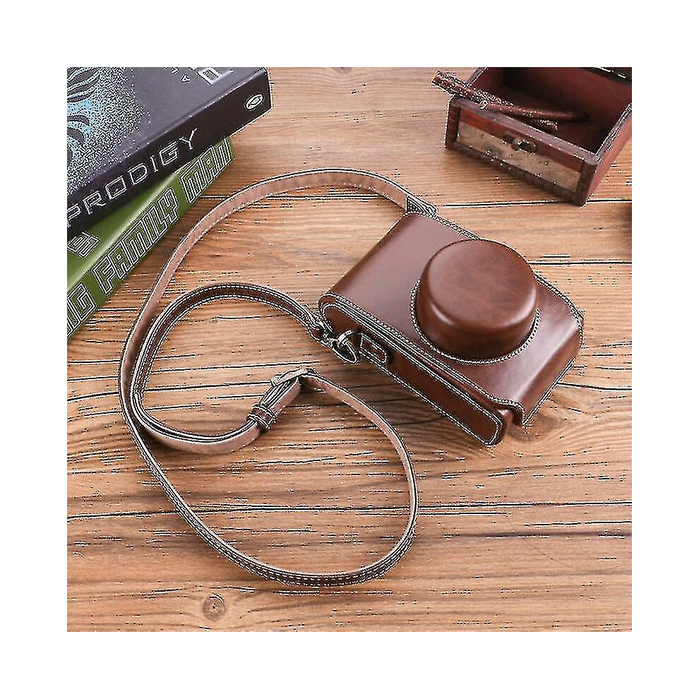 (Brown) Camera Bag Compatible With Fujifilm & Leica Cameras, Imported Pu Oil Leather Case For X100v And D-Lux Brown 6955168029278