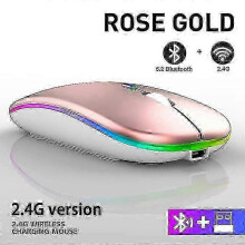 (Rose Gold Mouse) Draadloze Bluetooth-muis, oplaadbaar, met RGB-verlichting voor laptop en pc.