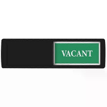 (Black) Bathroom Sign, Occupied Vacant Sliding Indicator with Red-Green Contrast, Acrylic Magnetic 18x5cm for Office Toilet Door