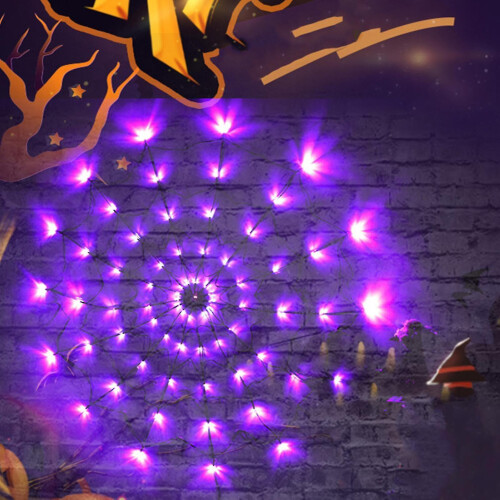 (C) Spider Web Light with Remote Control, 150cm PVC Decorative Web for Halloween Garden Party 2