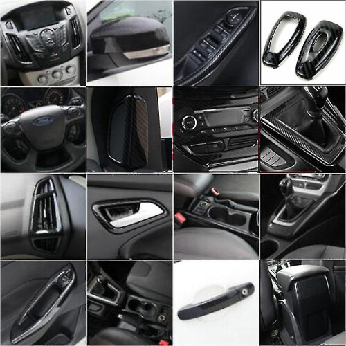 (Handle Panel Trim4pc) Protetor de Volante Compatível com Ford Focus MK3 2012-2014, ABS Plástico Anticarbonização 1