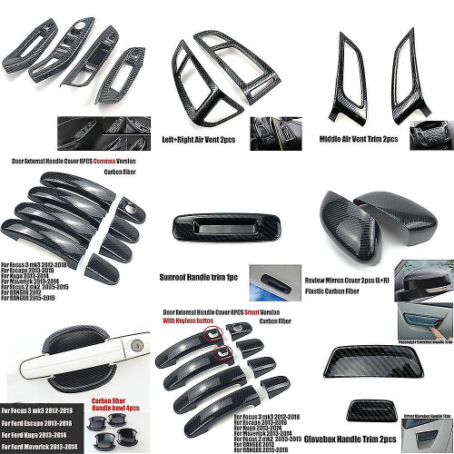 (Handle Panel Trim4pc) Protetor de Volante Compatível com Ford Focus MK3 2012-2014, ABS Plástico Anticarbonização 2