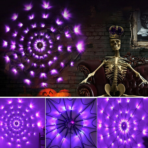 (B) Spider Web Light for Halloween Decoration with LED Lights and Remote Control, 150cm Diameter 1
