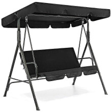 (Black) Funda para columpio de jardín de tres plazas, impermeable y resistente a los rayos UV.