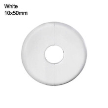 (white, 10x50mm) Pipe Hole Cover Compatible with Water & Gas Pipes, Easy Fit ABS Decorative Cap for Valve & Radiator Concealment