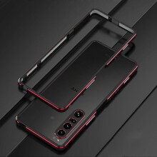 (Black Red) Metal Bumper Case compatible with Sony Xperia 1 VII with Lens Protection and Anti-Drop
