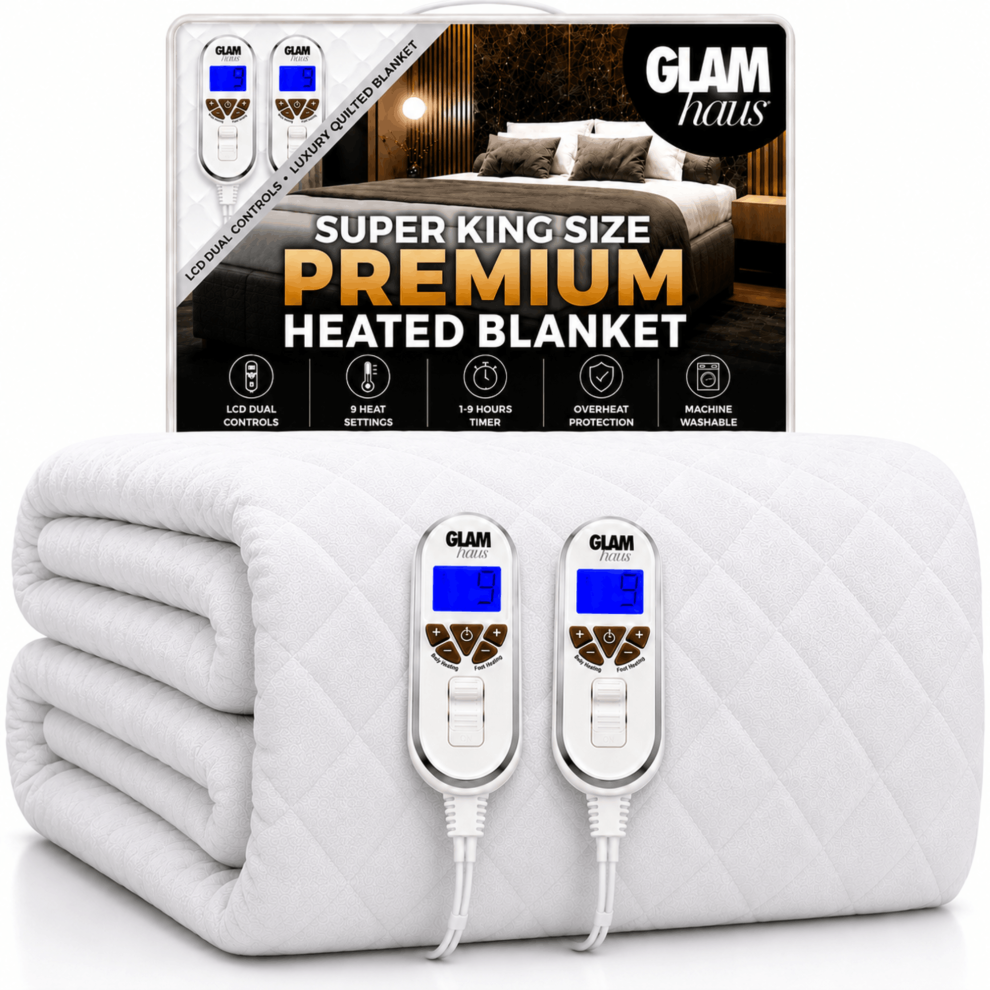 Glamhaus (Super King) Diamond Quilted Premium Electric Blanket All Sizes - Image 6
