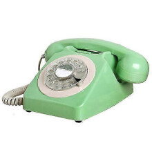 (green) Wählscheibentelefon mit FSK-DTMF-System, netzbetrieben, für Büro und Zuhause