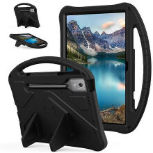 (Black) Suojaava tablettikotelo, joka on yhteensopiva Lenovo Idea Tab Pro TB-373FU:n kanssa, jalustalla ja kahvalla handsfree-katselua varten