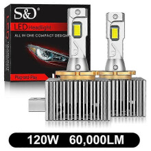 (D5S, 120W 60000LM) Kit de conversión de faros LED compatible con Xenon D1S D3S D2S D4S de 30 chips y 6500K con CANBUS y sistema de refrigeración.