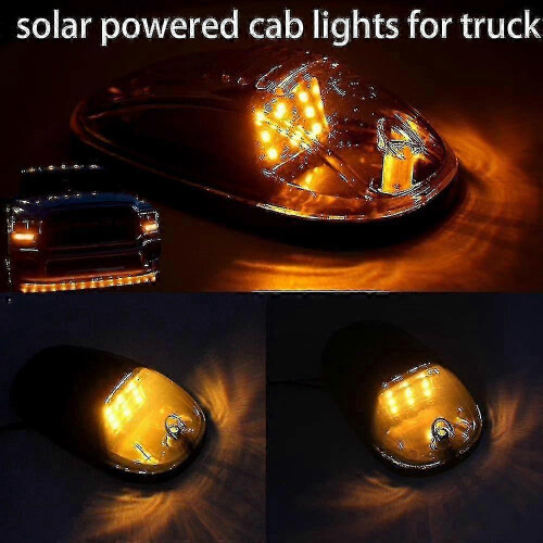 (white) Solar Powered Cab Light with 9 Amber LEDs, Automatic Dusk to Dawn Sensor, Vibration Trigger, Waterproof Design 1