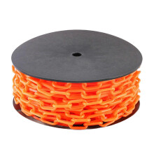 (Orange) Sicherheitskette aus Kunststoff, 25 Meter, 6 mm dick, für Baustellen- und Laderampenabsperrungen