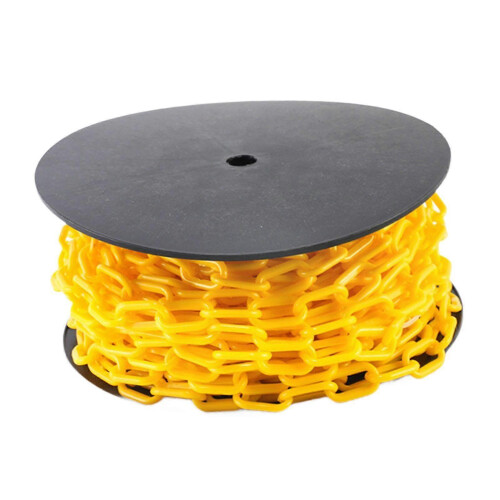 (Yellow) Plastic Safety Chain 25 Metres, 6mm Thickness for Construction Site & Loading Dock Barriers 2