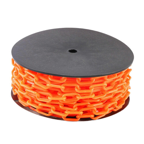 (Orange) Plastic Safety Chain 25 Metres, 6mm Thickness for Construction Site & Loading Dock Barriers 2