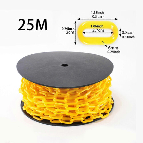 (Yellow) Plastic Safety Chain 25 Metres, 6mm Thickness for Construction Site & Loading Dock Barriers 1