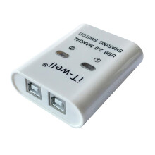 (White) 2-poorts USB 2.0 handmatige printerdeelschakelaar, 2 computers delen 1 USB-apparaat, drivervrije plug-and-play, ABS, zwart-wit