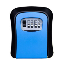 (Blue) Key Storage Combination Lock Box, Wall Mounted, Aluminium Alloy Panel, Rust-proof Waterproof, for Outdoor Garage, Gym Locker, Home Entry
