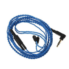 (Blue) Náhradný slúchadlový kábel MMCX Kompatibilné s Shure SE215 SE315 SE425 SE535 SE846 UE900, 1,2m, 3,5mm zlatovaný konektor, čierna/modrá