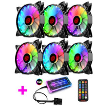 (7) Ventilador de caja RGB de 120 mm con rodamiento hidráulico, PWM, flujo de aire de 54,51 CFM, compatible con ASUS Aura Sync y MSI Mystic Light.