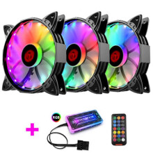 (4) Ventilador de caja RGB de 120 mm con rodamiento hidráulico, PWM, flujo de aire de 54,51 CFM, compatible con ASUS Aura Sync y MSI Mystic Light.