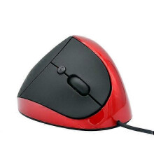 (Red) 6-klawiszowa przewodowa mysz optyczna ergonomiczna, pionowa, 4-biegowa, regulowana, 800-2400 DPI, złącze USB, kabel 1,4 m, matowa obudowa ABS